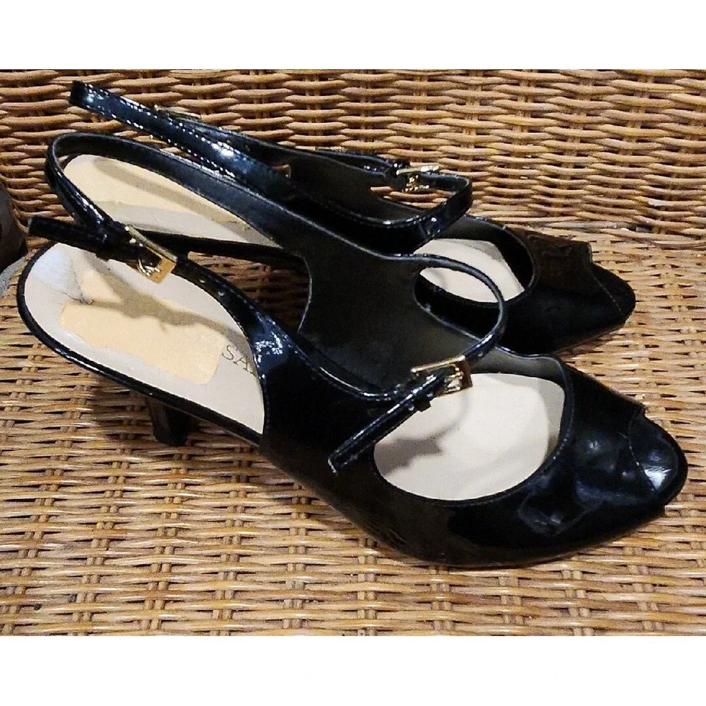 FRANCO SARTO Womens Shoes Pumps Heels Black Patent‎ Leather Formal Size 8 M